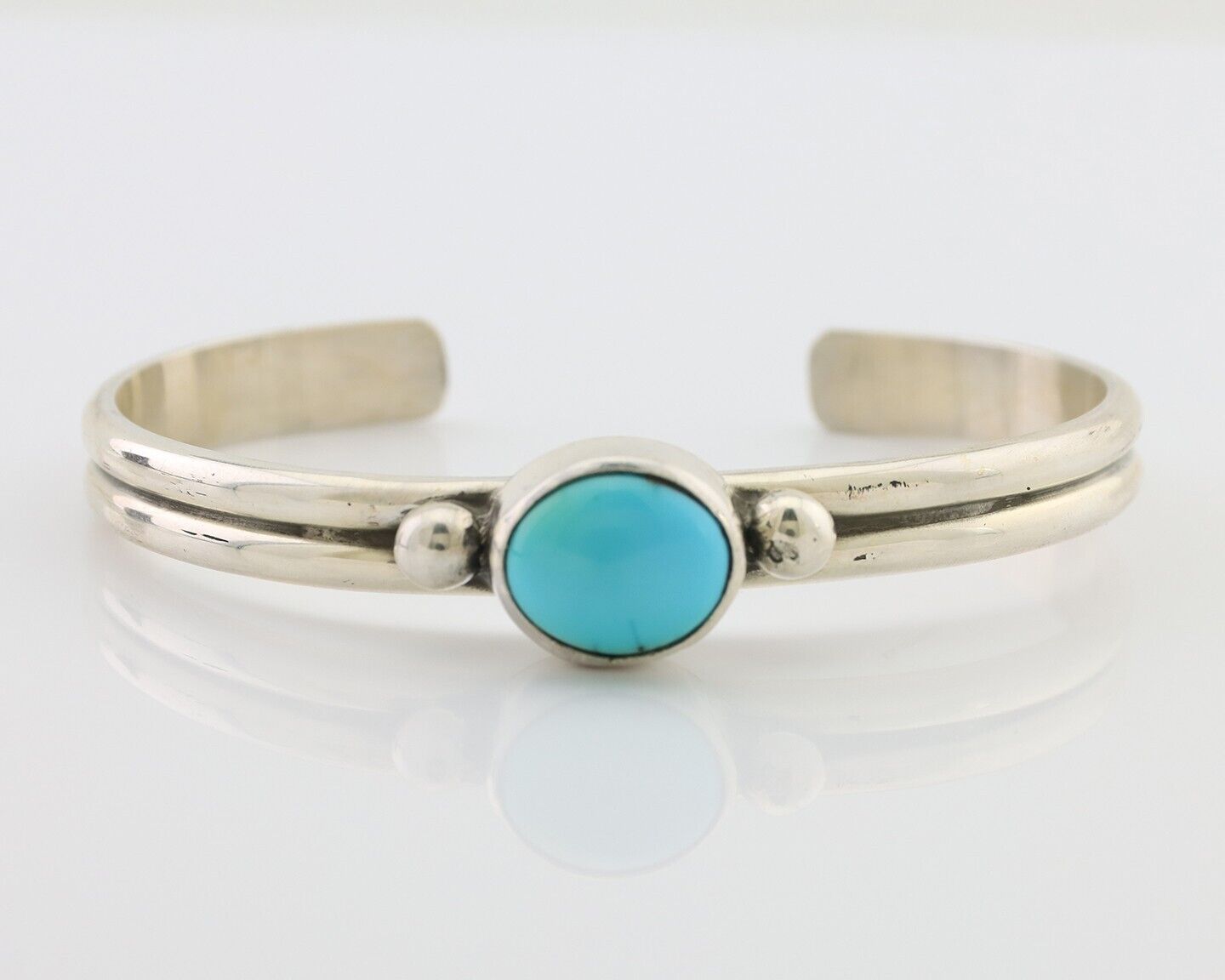 Navajo Cuff Bracelet 925 Silver Natural Blue Turquoise Native American C.80's