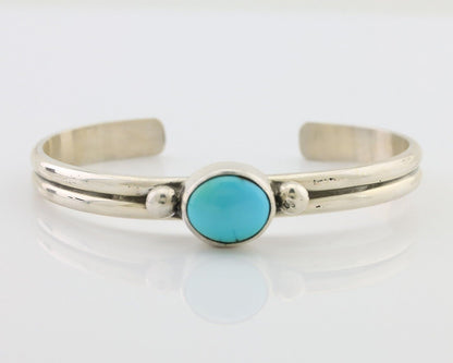 Navajo Cuff Bracelet 925 Silver Natural Blue Turquoise Native American C.80's