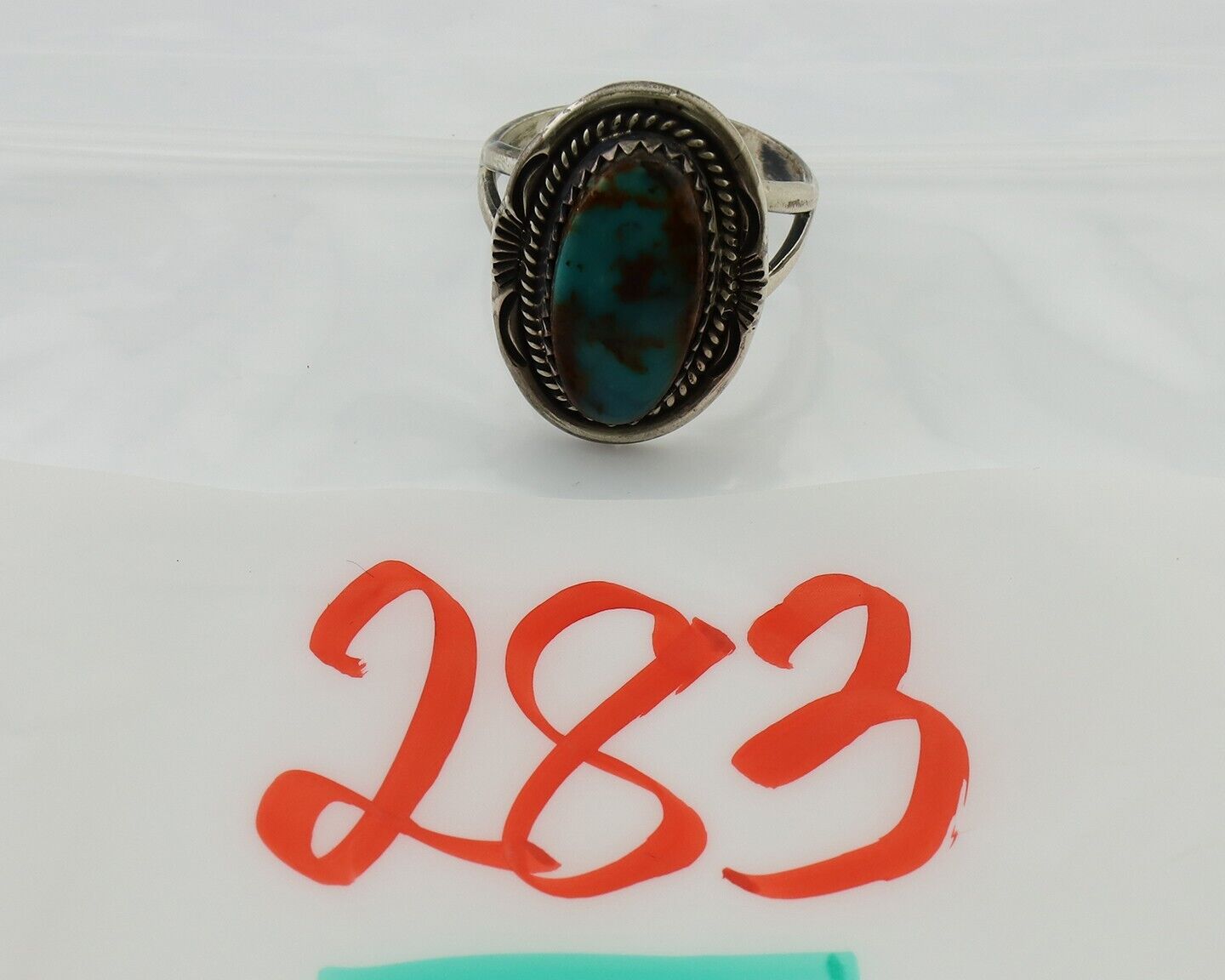 Navajo Ring 925 Silver Sleeping Beauty Turquoise Native American Artist C.80's