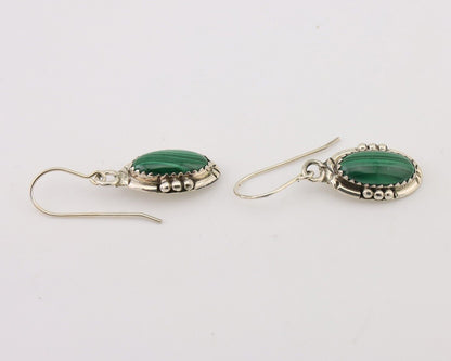 Navajo Earrings 925 Silver Natural Malachite Native American Artist C.80's