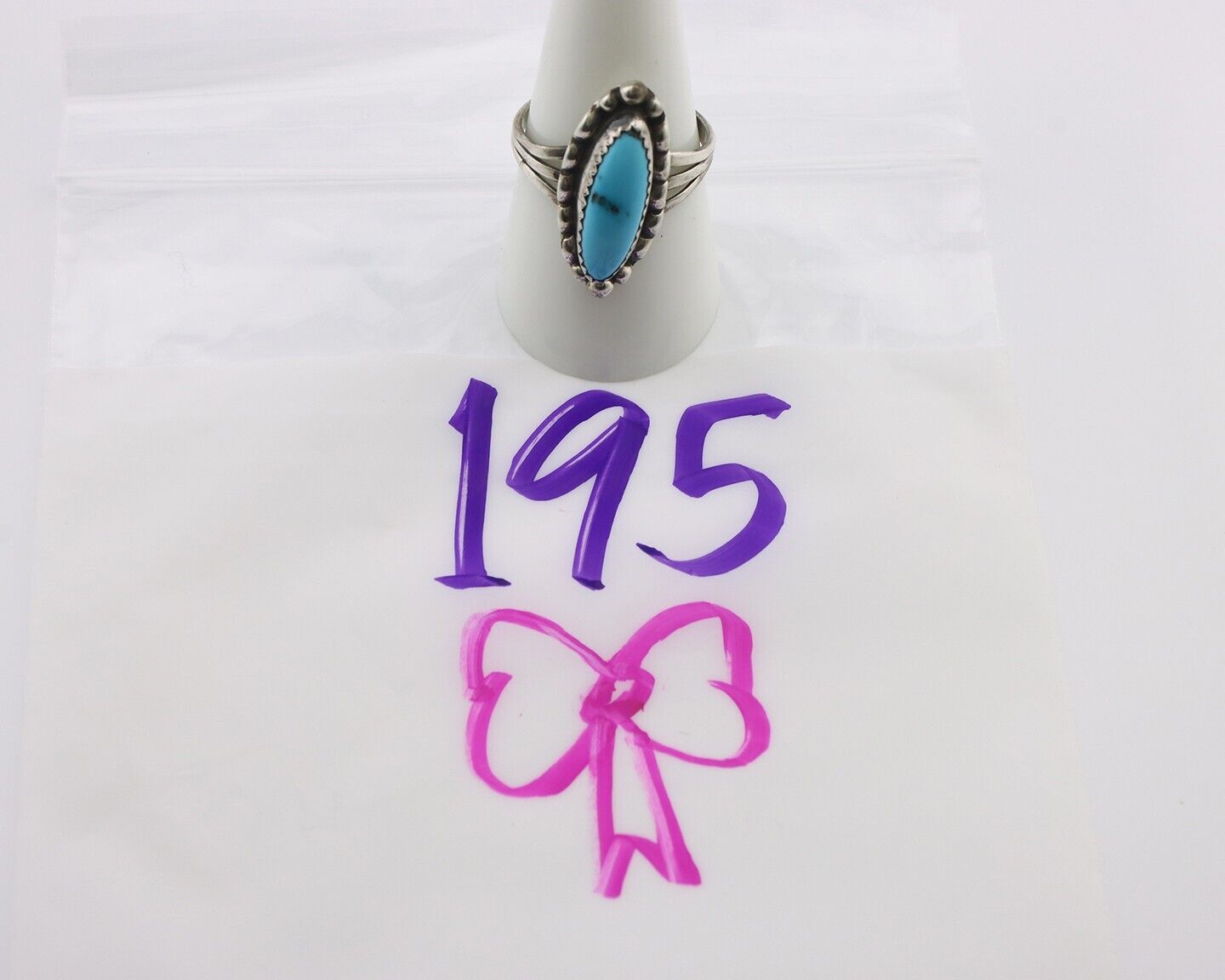 Navajo Ring .925 Silver Sleeping Beauty Turquoise Signed SkyStone Creations C80s