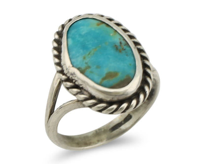 Navajo Ring 925 Silver Kingman Turquoise Native American Artist C.80's