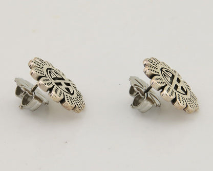 Navajo Tiwa Sun Earrings 925 Silver Native American Artist C.80's