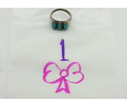 Zuni Ring .925 Silver Natural Sleeping Beauty Turquoise Signed R. LULE C.80's