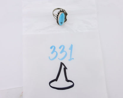 Navajo Ring 925 Silver Sleeping Beauty Turquoise Signed SC C.80's