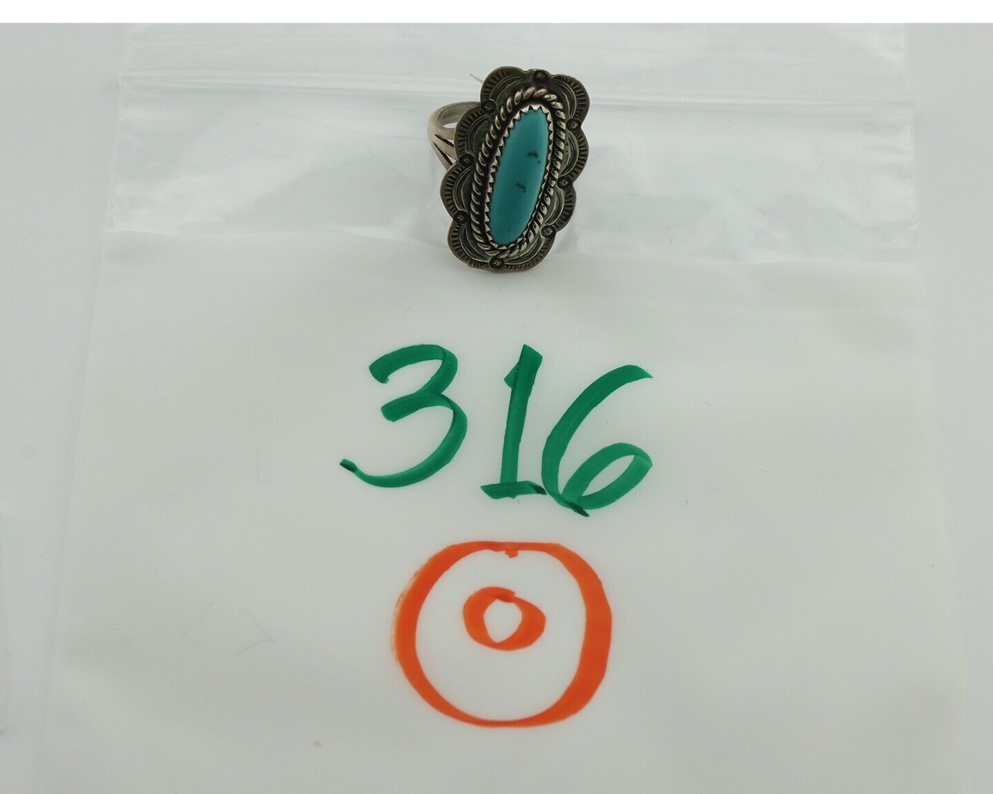 Navajo Ring .925 Silver Sleeping Beauty Turquoise Native American Artist C.80's