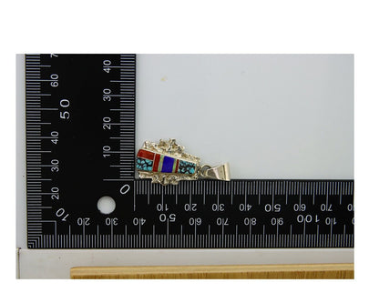 Navajo Pendant 925 Silver Natural Gemstone Handmade Native American Artist C80s