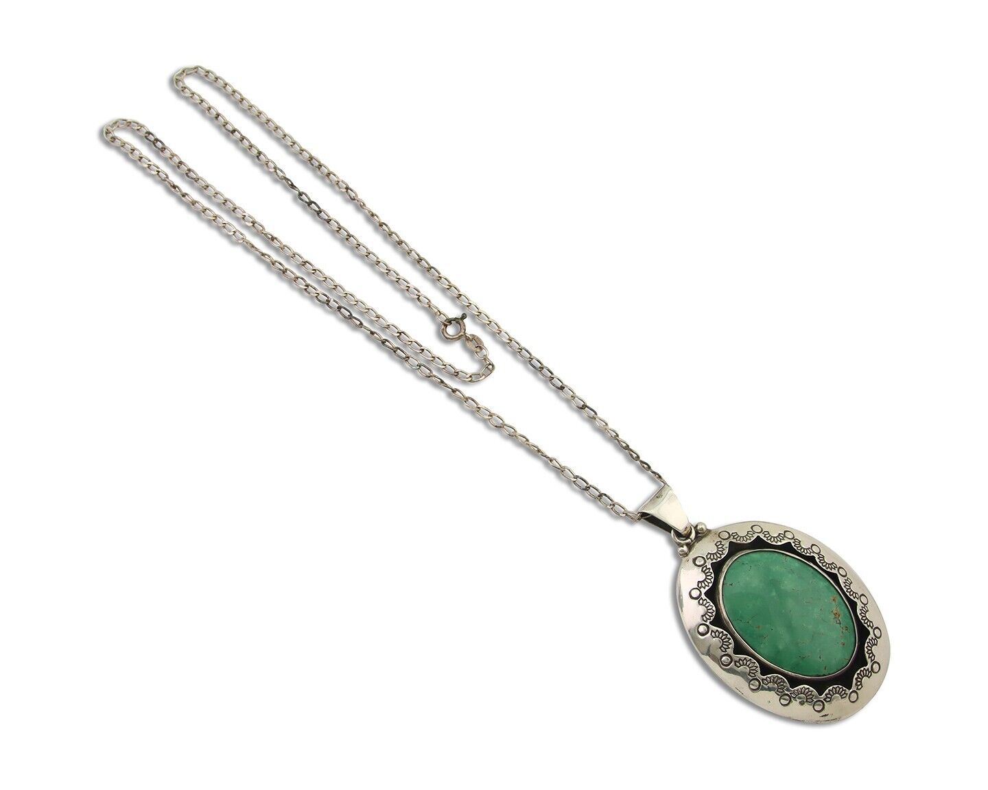 Navajo Necklace 925 Silver Natural Turquoise Artist Signed M Montoya C.80's