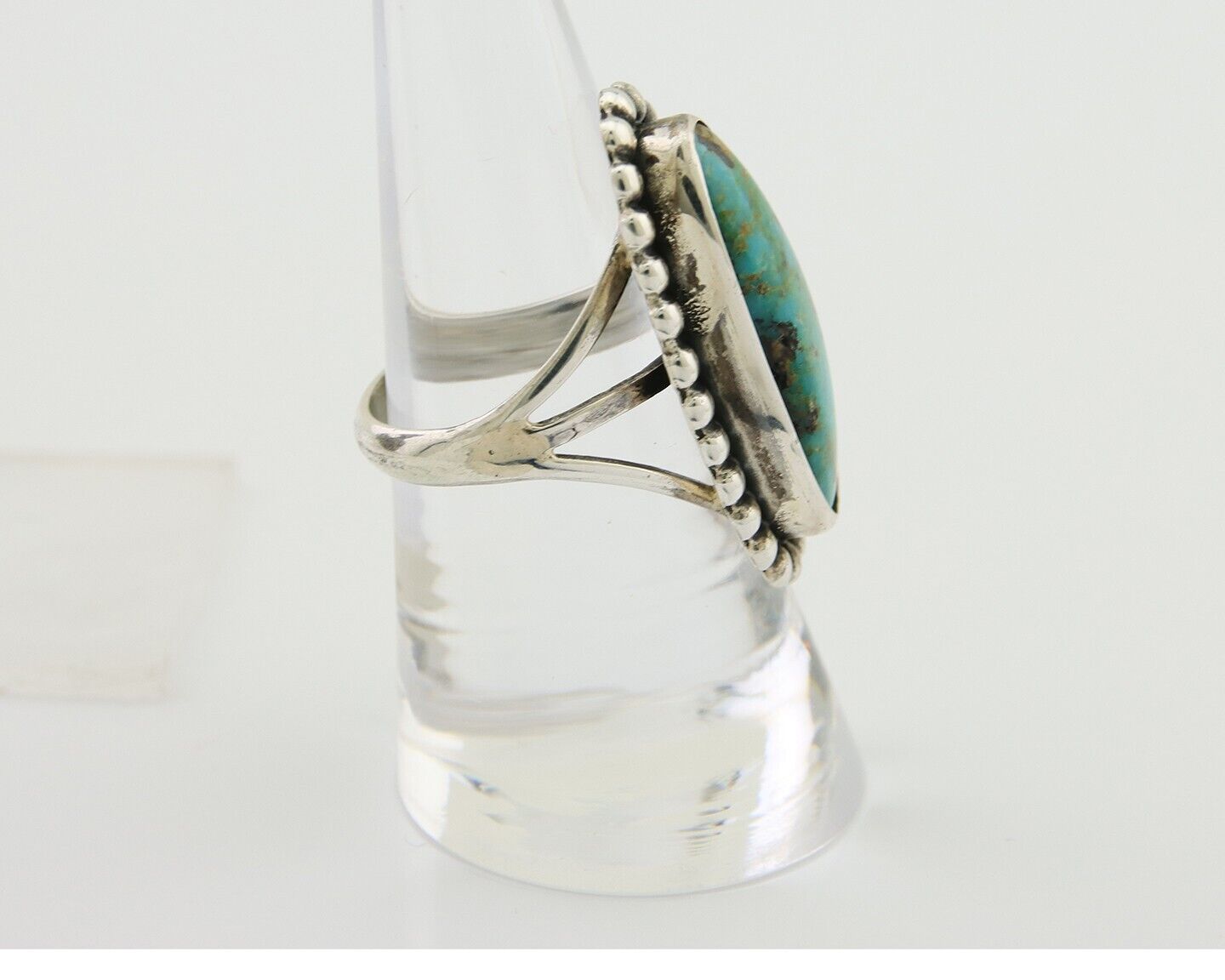 Navajo Shield Ring 925 Silver Arizona Turquoise Native Artist C.80's