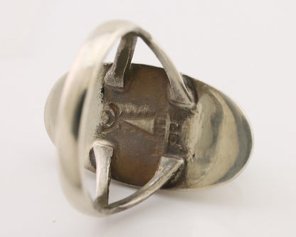 Navajo Handmade Ring 925 Silver Blue Turquoise Artist Signed Kachina C.80's