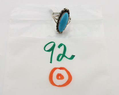 Navajo Ring 925 Silver Sleeping Beauty Turquoise Artist Signed SC C.80's