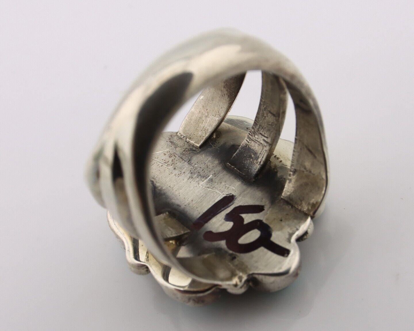 Navajo Ring .925 Silver Natural Blue Turquoise Native American Artist C.80's