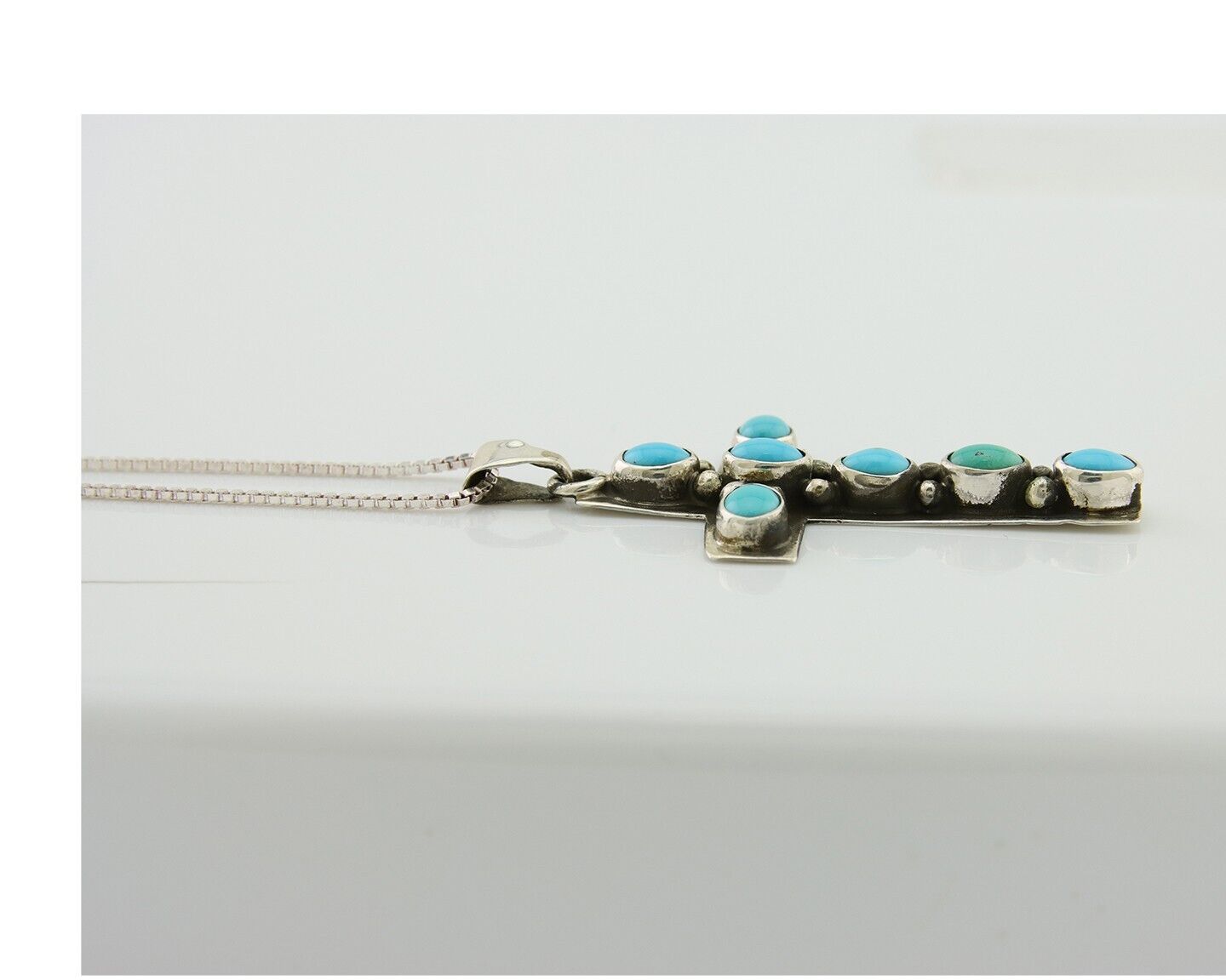 Navajo Necklace 925 Silver Natural Turquoise Artist C Montoya C.80's