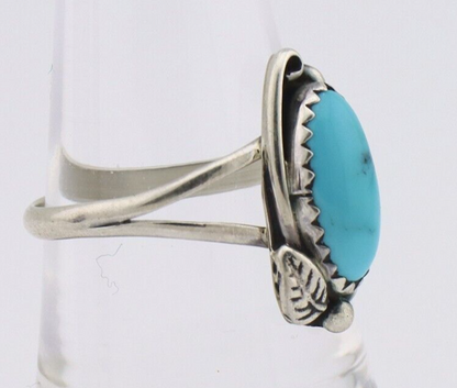 Navajo Ring 925 Silver Sleeping Beauty Turquoise Artist Signed SC C.80's