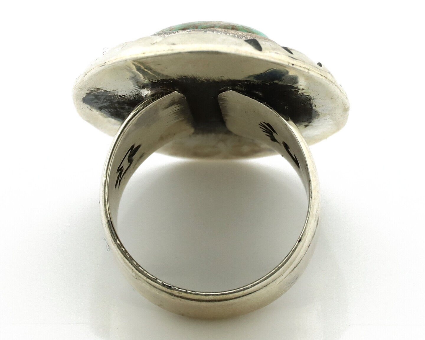 Navajo Ring 925 Silver Spiderweb Bisbee Turquoise Signed C Montoya C.80's