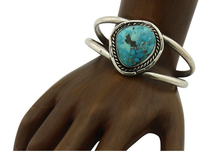 Navajo Bracelet 925 Silver Fox Mine Turquoise Native American Artist C.80's