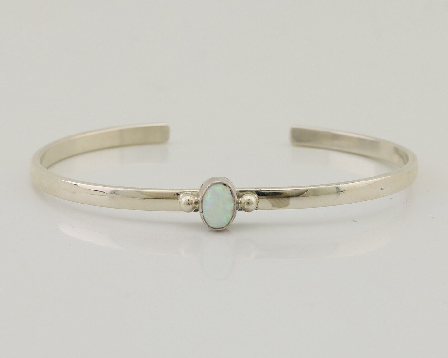 Navajo Cuff Bracelet 925 Silver Opal Native American Artist C.90's
