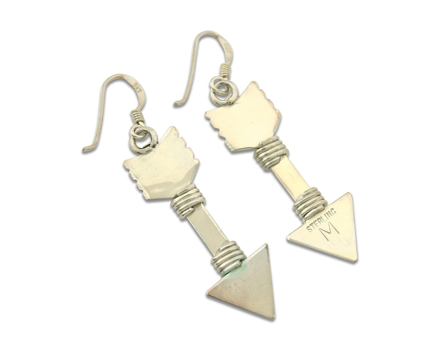Navajo Arrow Earrings 925 Silver Artist Signed Pete Morgan C.80's