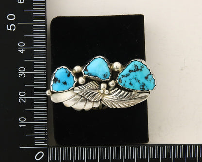 Navajo Ring 925 Sterling Natural Mined Turquoise Signed Arrow C.80's Size 8.25