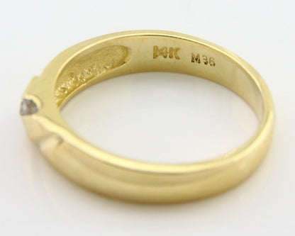 Natural Diamond Band 14k Solid Yellow Gold 3-Stone Ring