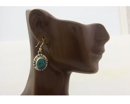 Navajo Earrings 925 Silver Handmade Natural Turquoise Native Artist C.80's