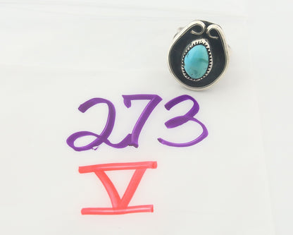 Vintage Ring 925 Sterling Authentic Turquoise Artist Signed O Size 7.0