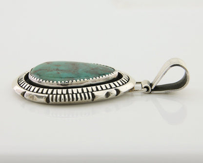 Navajo Pendant 925 Silver Natural Turquoise Artist Signed Lidia Begay C.80's