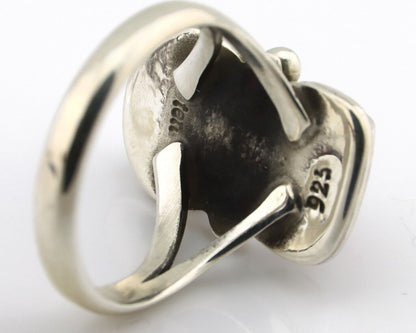 Navajo Ring 925 Silver SB Turquoise & Red Coral Native American Artist C.80s