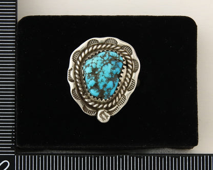 Navajo Ring 925 Sterling Natural Mined Blue Nugget Turquoise C.80's Size 6.5