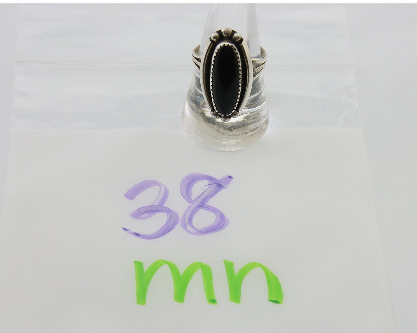 Navajo Handmade Ring 925 Silver Black Onyx Artist Signed SC C.80's