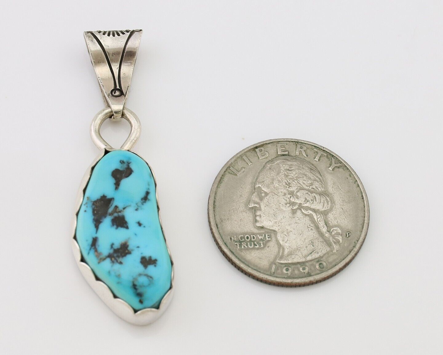 Navajo Necklace Pendant 925 Silver Turquoise Artist Tony Guerro C.80's