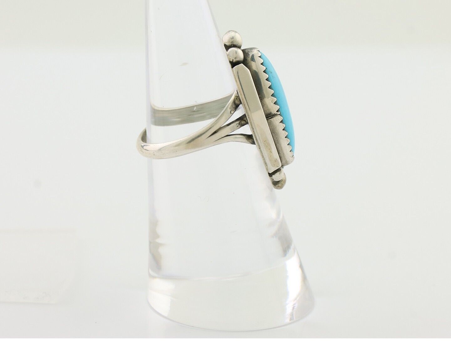 Navajo Ring 925 Silver Kingman Turquoise Artist Signed SC Size 6.0 C.80's