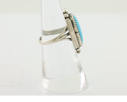 Navajo Ring 925 Silver Kingman Turquoise Artist Signed SC Size 6.0 C.80's