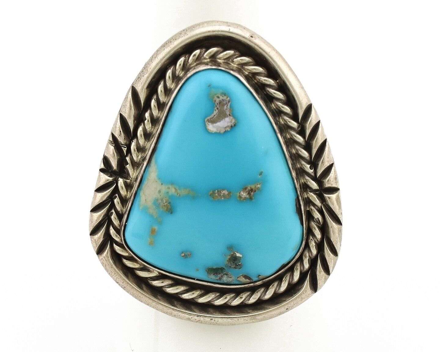 Navajo Ring 925 Silver Natural Mined Blue Gem Turquoise Native Artist C.80's