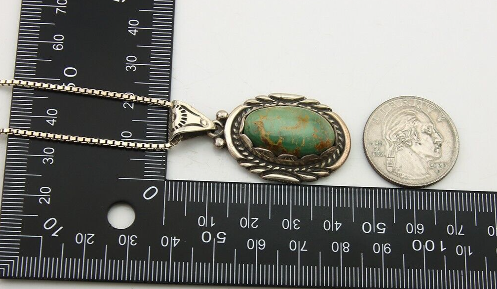 Navajo Necklace 925 Silver Natural Turquoise Artist Signed Sunrise C.80's