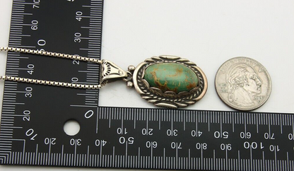 Navajo Necklace 925 Silver Natural Turquoise Artist Signed Sunrise C.80's