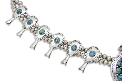 Navajo Signed PM OLD Pawn Museum Quality .925 Sterling Silver Squash Necklace