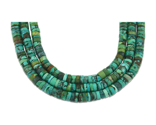 Vintage Bead Necklace 925 Silver Natural Turquoise Handmade Santo Domingo