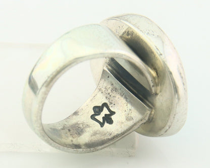 Navajo Ring 925 Sterling Turquoise Handmade Signed M Montoya C.80's Size 8.0