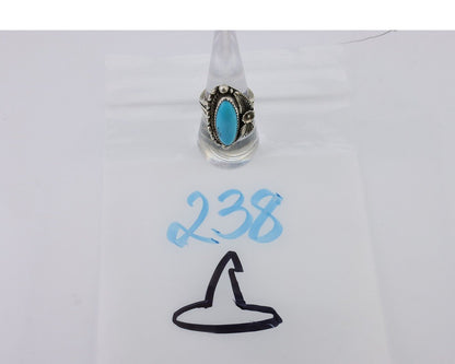 Navajo Ring 925 Silver Sleeping Beauty Turquoise Artist Signed SC C.80's