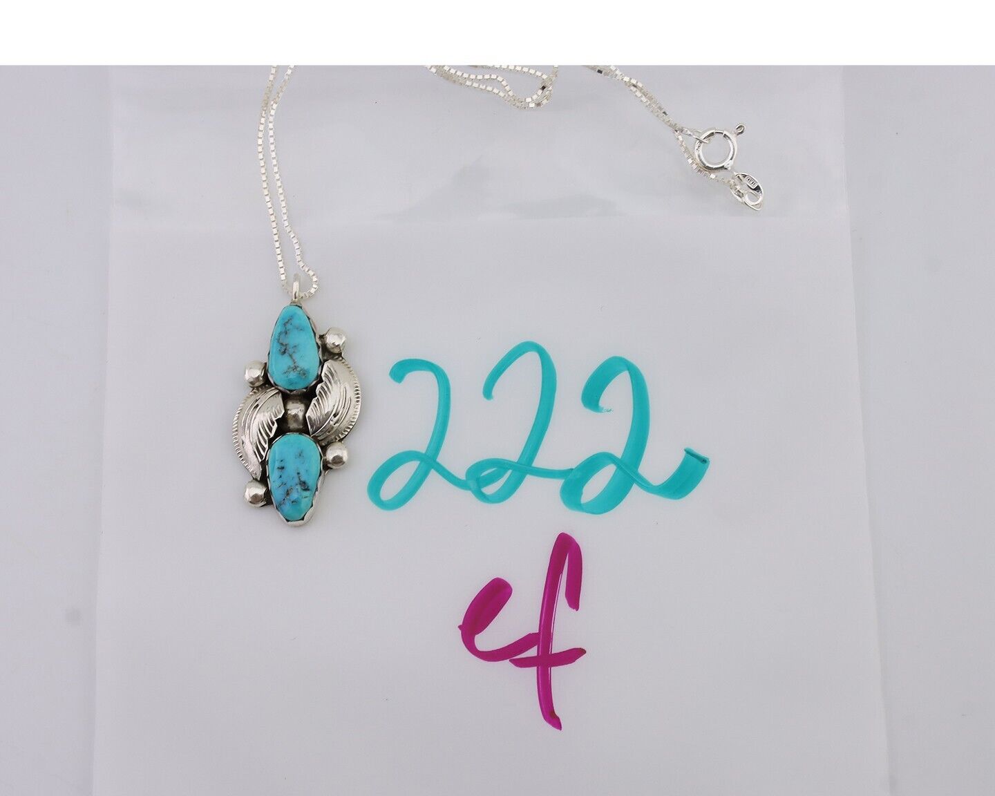 Navajo Turquoise Handmade Necklace 925 Silver Signed Simplicio C.80's