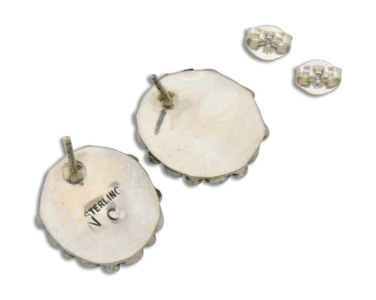 Navajo Snake Eye Earrings 925 Silver Sleeping Beauty Native Artist C80s