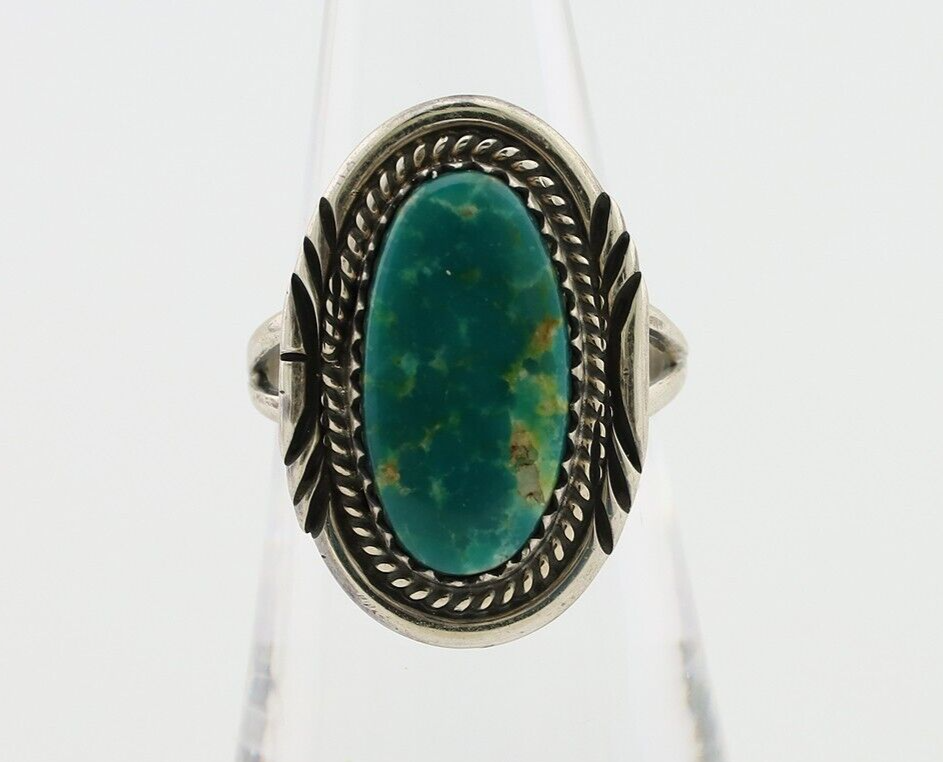 Navajo Ring 925 Silver Natural Blue Turquoise Artist Signed M BEGAY C.80's