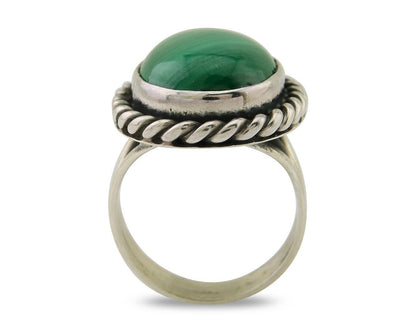 Navajo Handmade Ring 925 Silver Natural Malachite Native American Artist C.80's