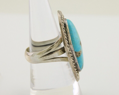 Navajo Ring .925 Silver Blue Turquoise Artist Signed HM C.80's