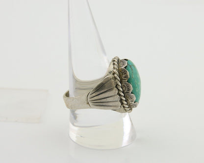 Navajo Hand Stamped Ring 925 Silver Arizona Turquoise Artist C.80's