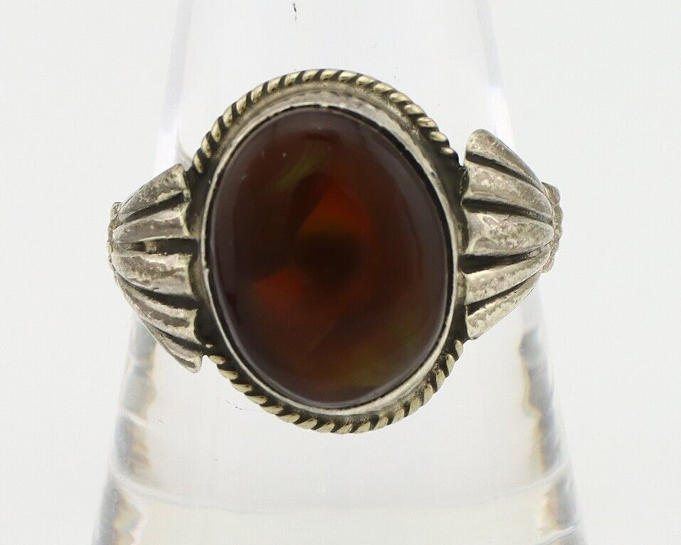 Navajo Handmade Ring 925 Silver Natural High Grade Fire Opal Native Artist C.80s