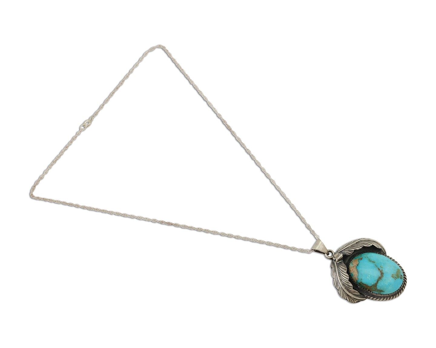 Navajo Necklace 925 Silver Natural Blue Turquoise Aritst Signed Windmill C.80's