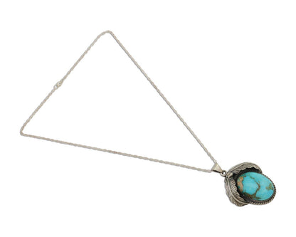 Navajo Necklace 925 Silver Natural Blue Turquoise Aritst Signed Windmill C.80's