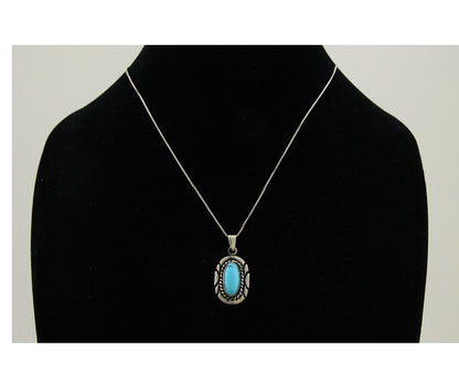 Navajo Necklace 925 Silver Natural Turquoise Artist M Montoya C.80's
